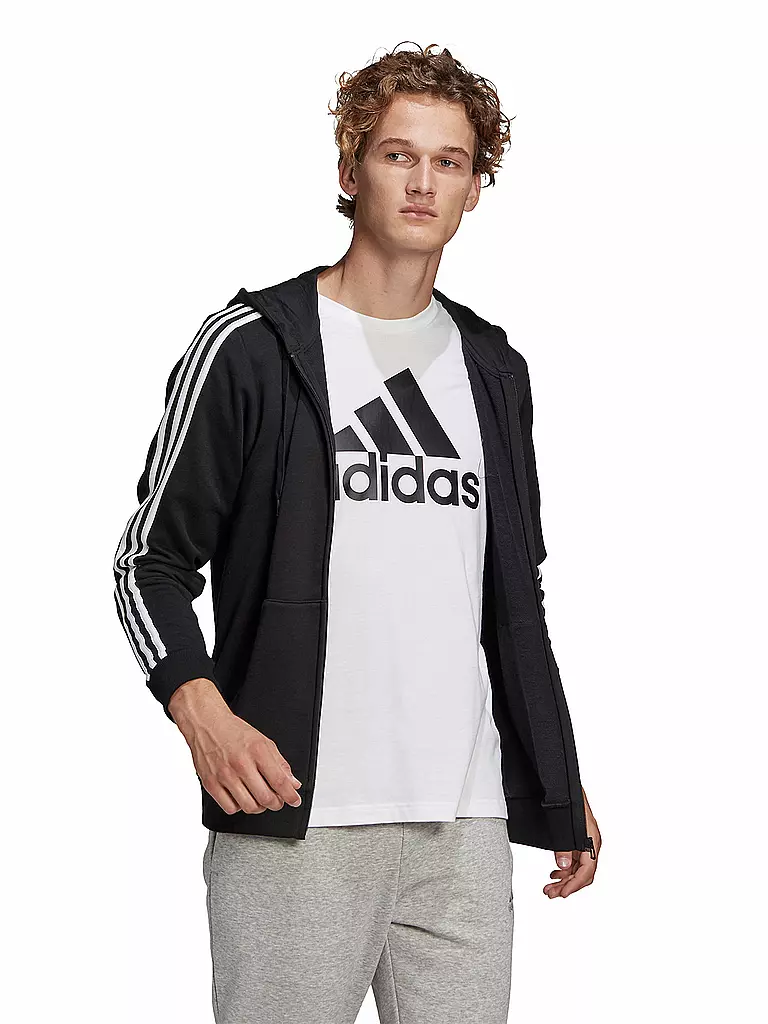 Adidas 3 streifen hoodie schwarz on sale